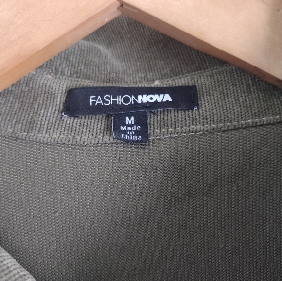 Fashion Nova Olive Corduroy Button Down Dress - Picture 2 of 6